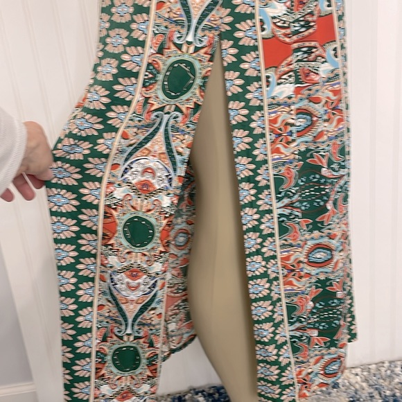 Boho Maxi Dress Faux Wrap Side Slits V Neck Short Flutter Sleeves Like New Small - Picture 6 of 17